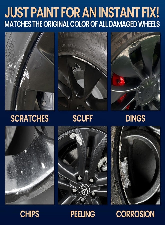 cocomfix طلاء أسود مطفي لإصلاح حواف العجلات، قلم طلاء أسود غير لامع لإصلاح خدوش حواف العجلات، طقم إصلاح خدوش عجلات السيارات المصنوعة من السبائك المعدنية والمينا، قلم طلاء أسود ساتان عالمي لإصلاح خدوش السيارات (1 أونصة سائلة) - Image 2